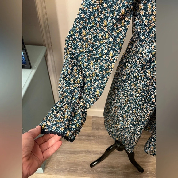 AA & ZZ Floral Ruffle‎ Collar Long Sleeve Boho Dress Size Medium - Picture 3 of 7